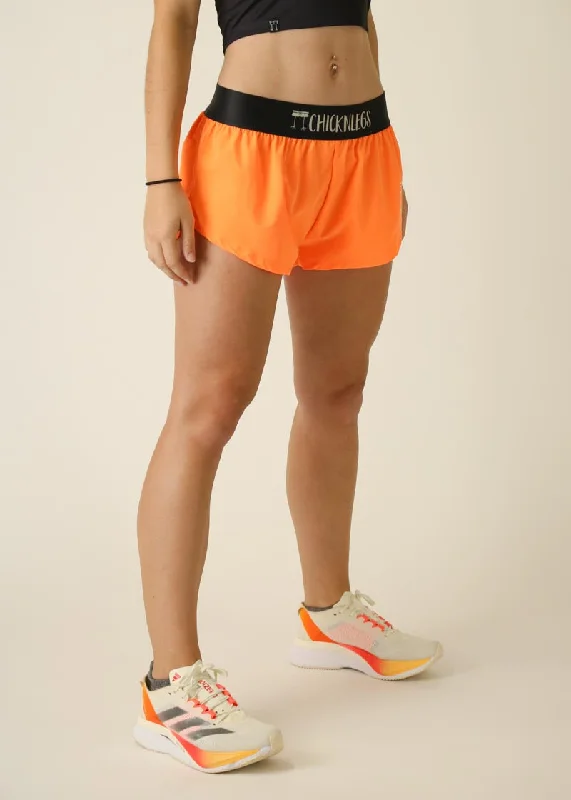 Women's Neon orange 1.5"" Split Shorts