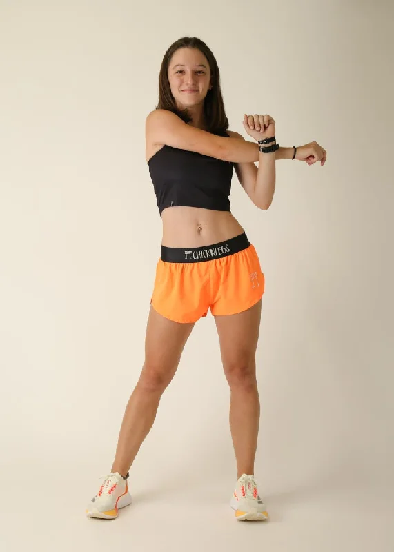 Women's Neon orange 1.5"" Split Shorts