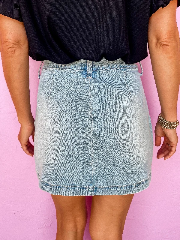 Cheyenne Pleated Denim Skirt