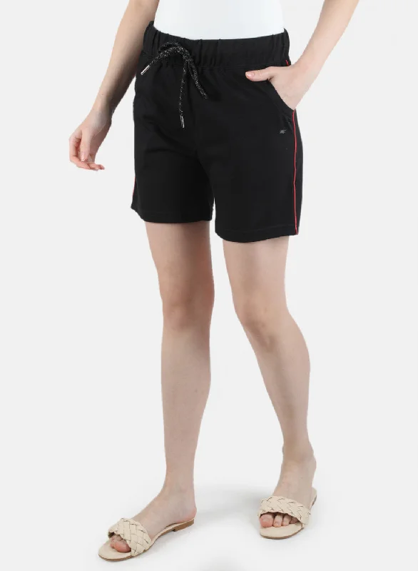 Women Black Plain Short