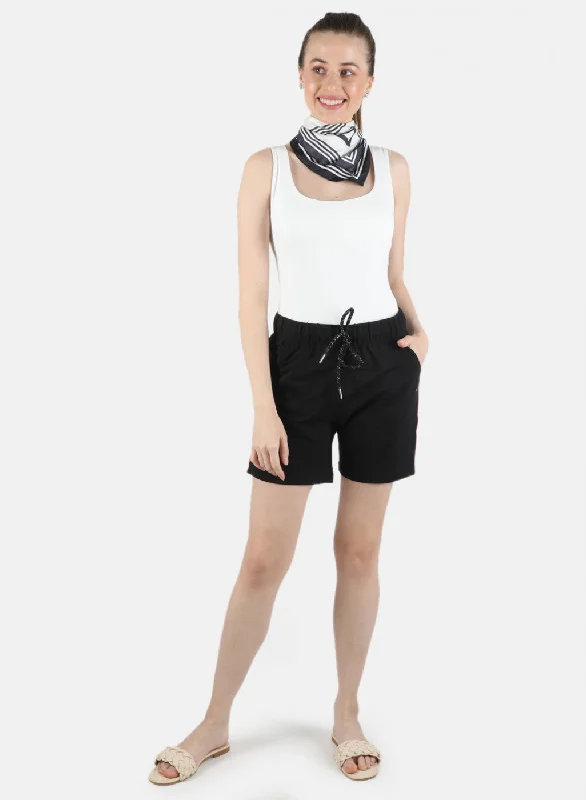 Women Black Plain Short