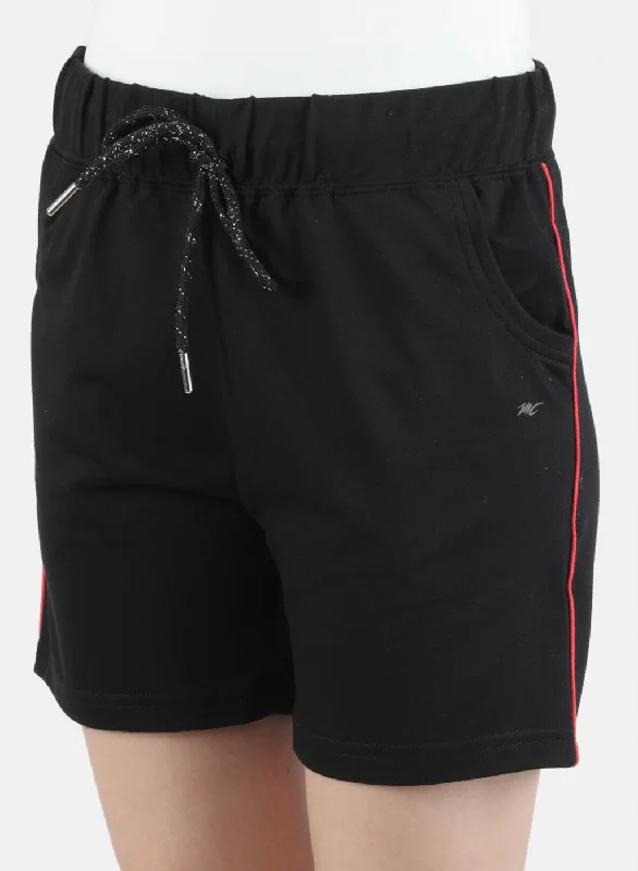 Women Black Plain Short