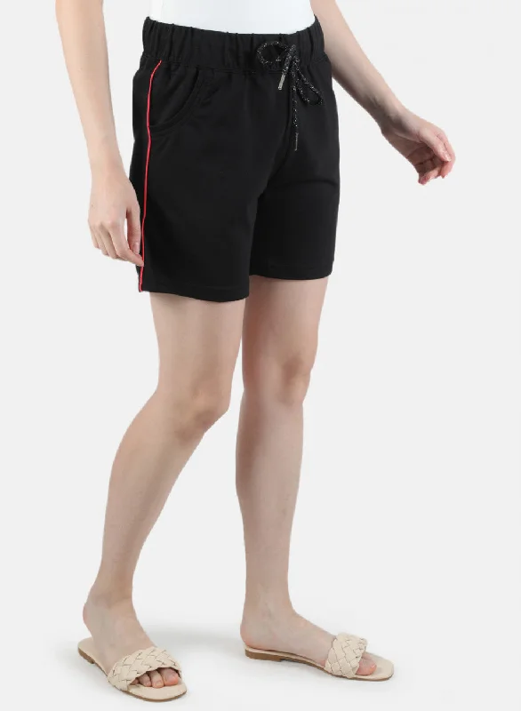 Women Black Plain Short