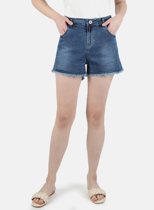 Women Blue Normal Wash Short