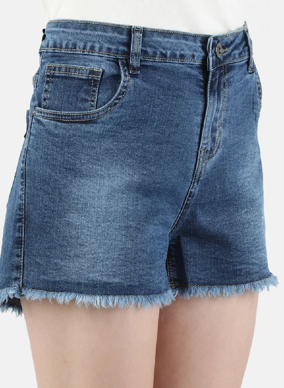 Women Blue Normal Wash Short