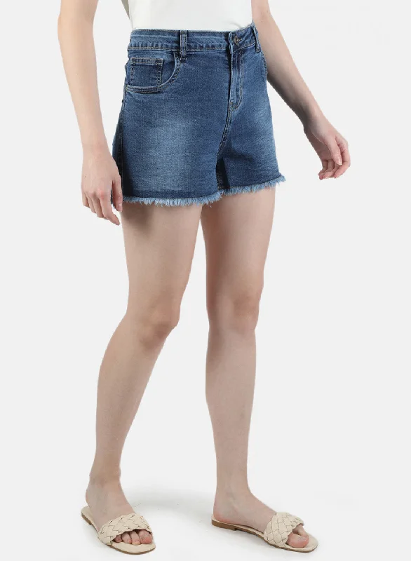 Women Blue Normal Wash Short