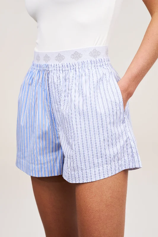 SPLICED STRIPE SHORTS - BLUE