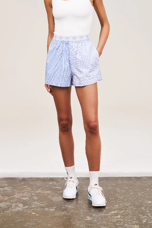 SPLICED STRIPE SHORTS - BLUE