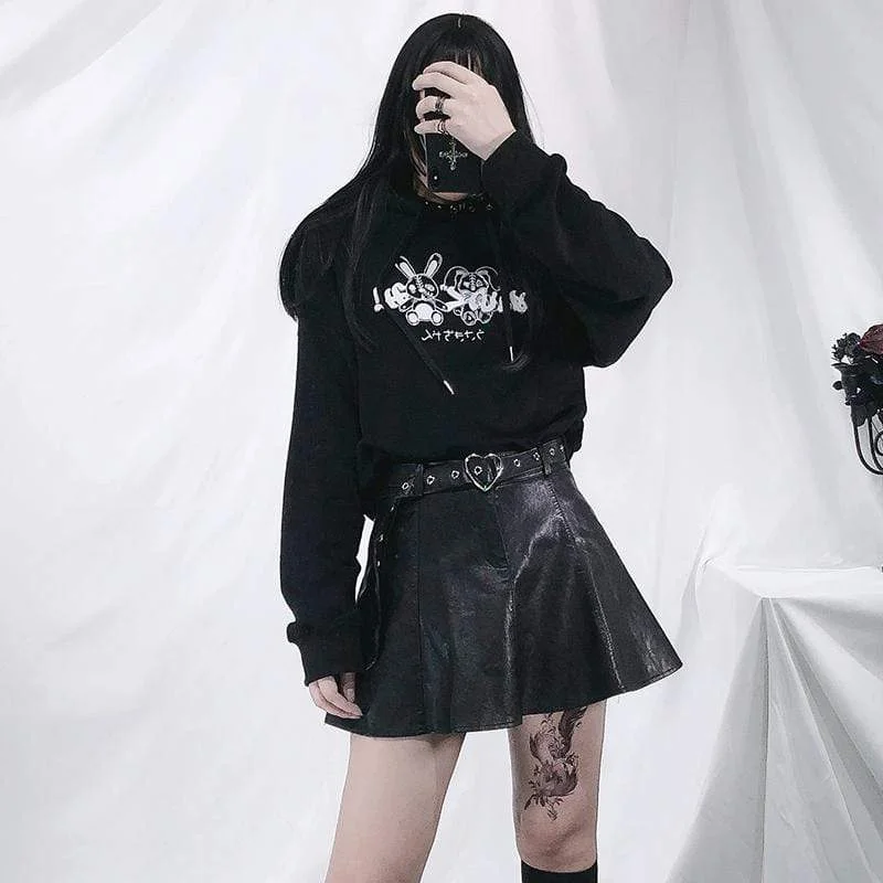 Women's Gothic Japanese Bunny Printed Hoodies