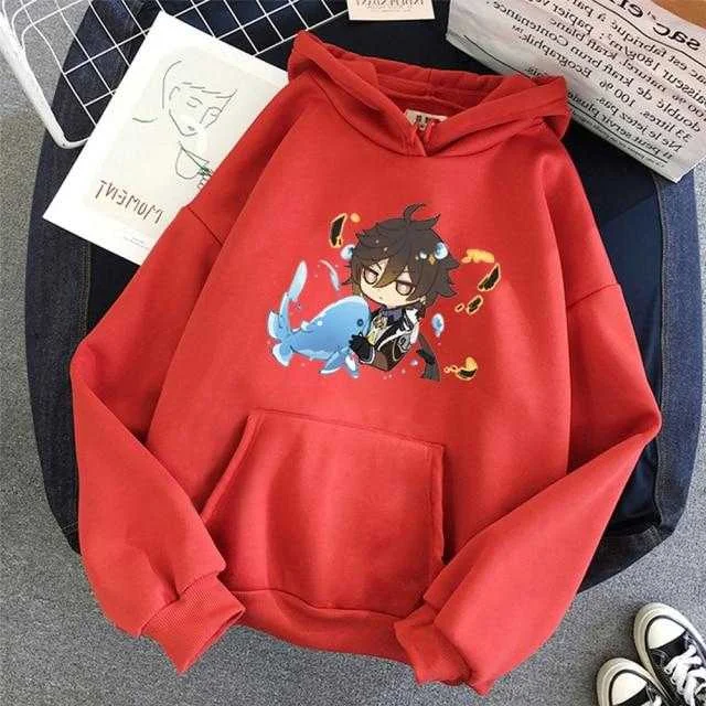 Genshin Impact Clothes Women Hot Game Zhong Li Print Kawaii Hoodie Sweatshirts