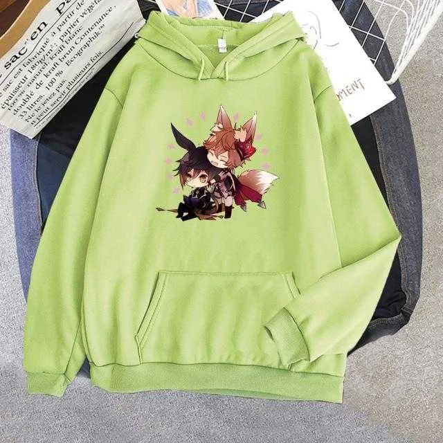 Zhong Li Tartaglia Kawaii Hoodies Women Pullover Aesthetic Print Casual Sweatshirts