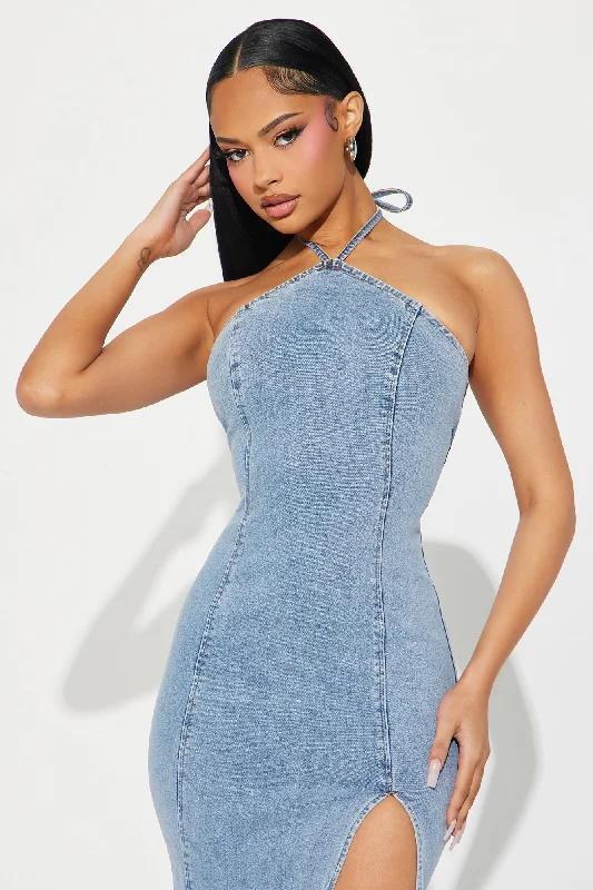 Allison Denim Maxi Dress - Light Wash