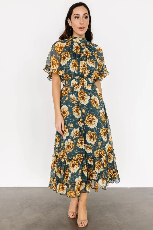 Ashton Maxi Dress | Topaz + Gold Floral