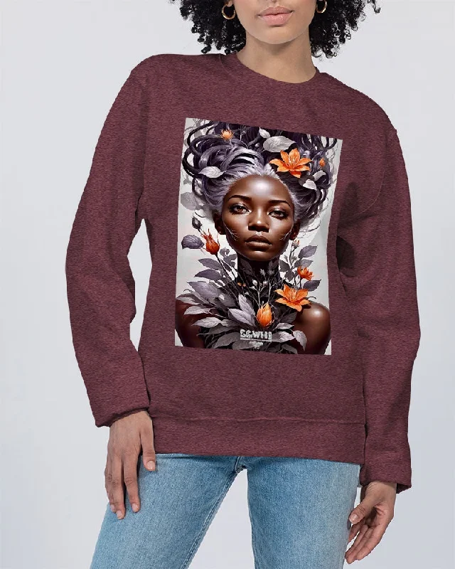 Beautiful black silver grey hair blossom women Unisex Sweatshirt | Champion