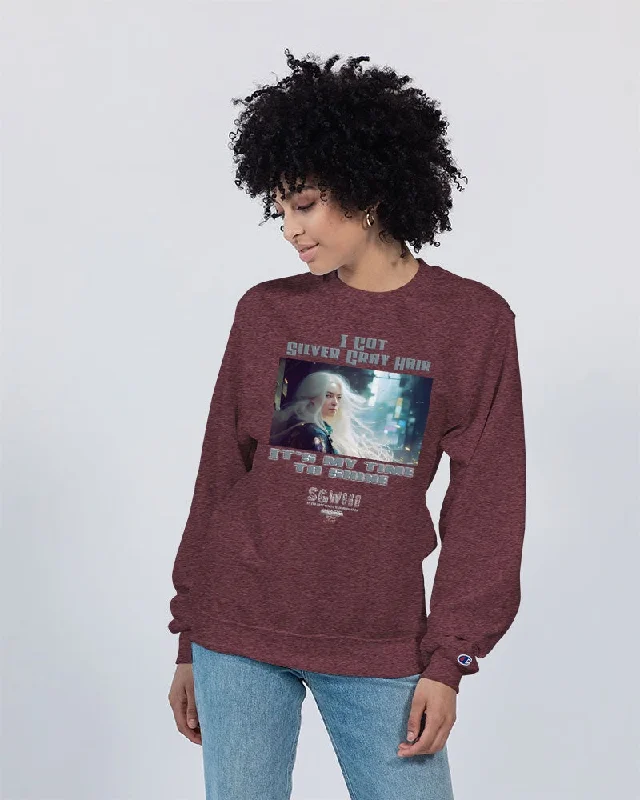 Beautiful white woman my time to shine Unisex Sweatshirt | Champion