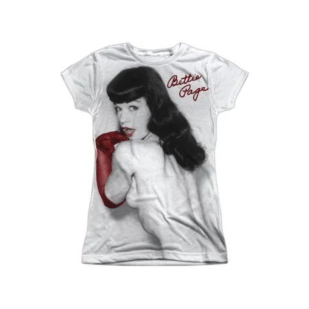 Bettie Page Side White T-Shirt