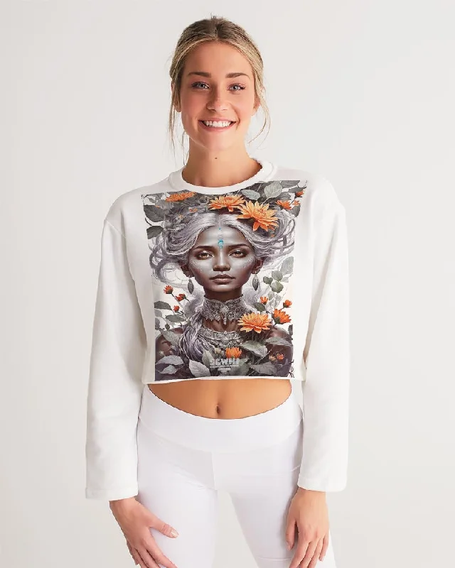 Blossom Indian Grey sister Women's All-Over Print Cropped Sweatshirt