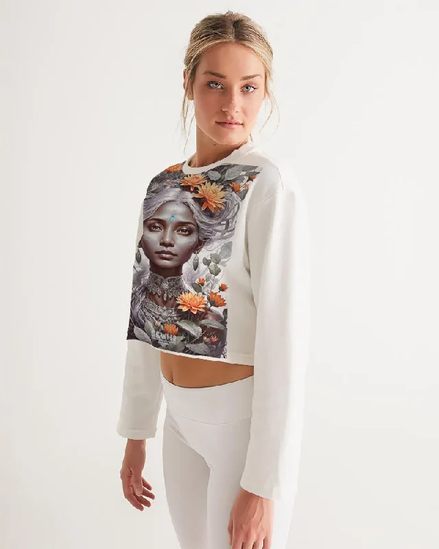 Blossom Indian Grey sister Women's All-Over Print Cropped Sweatshirt