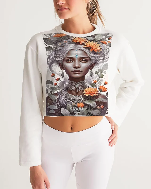 Blossom Indian Grey sister Women's All-Over Print Cropped Sweatshirt