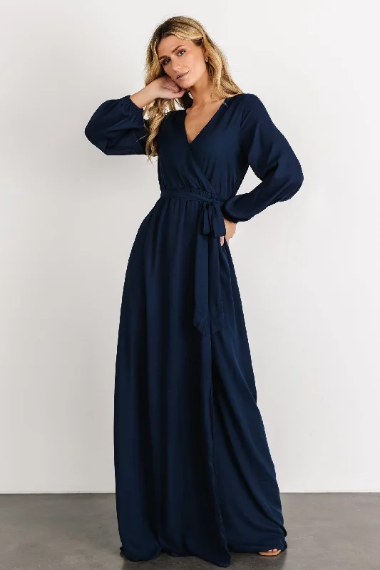 Breanne Faux Wrap Maxi Dress | Navy