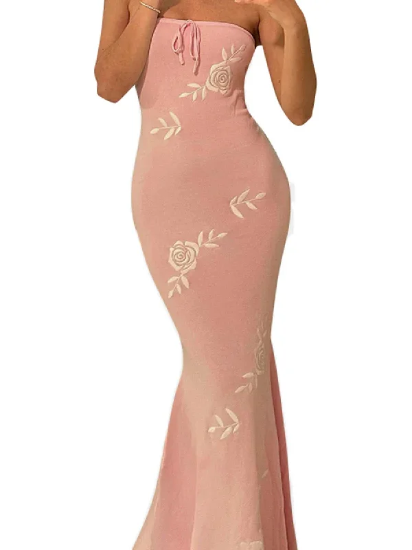 Sultry Elegant Chic Fashionable Sensational Pink Nightclub-ready Maxi Dress