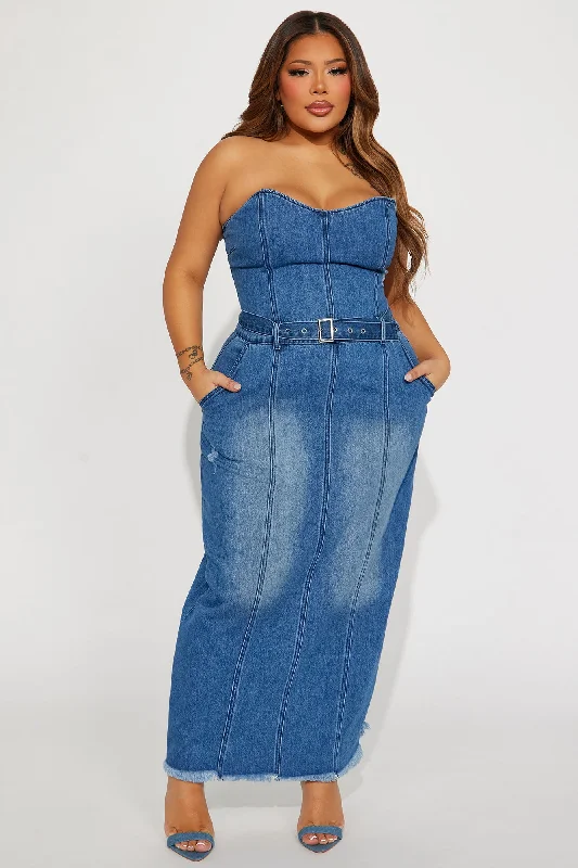 Delaney Denim Maxi Dress - Dark Wash