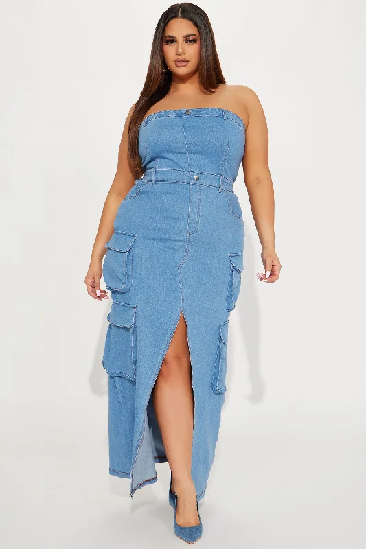 Diana Denim Maxi Dress - Medium Wash