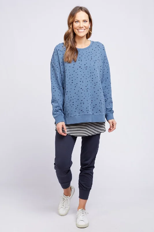 Elm - Spotted Cheetah Crew - Steel Blue