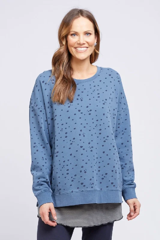 Elm - Spotted Cheetah Crew - Steel Blue