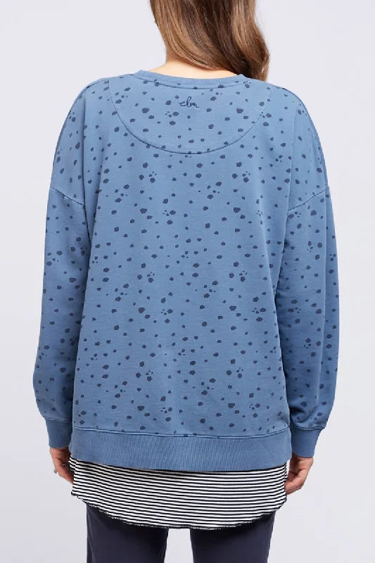 Elm - Spotted Cheetah Crew - Steel Blue