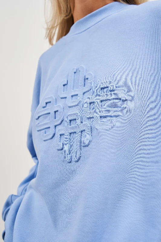 EMBLEM EMBOSSED OVERSIZED CREW - BLUE