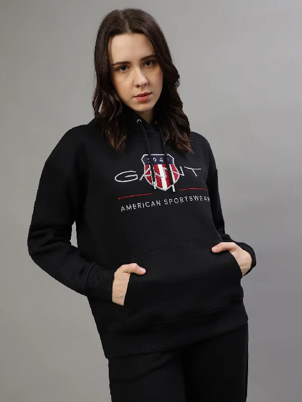 Gant Women Embroidered Hooded Full Sleeves Sweatshirt