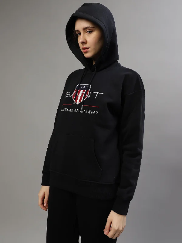 Gant Women Embroidered Hooded Full Sleeves Sweatshirt