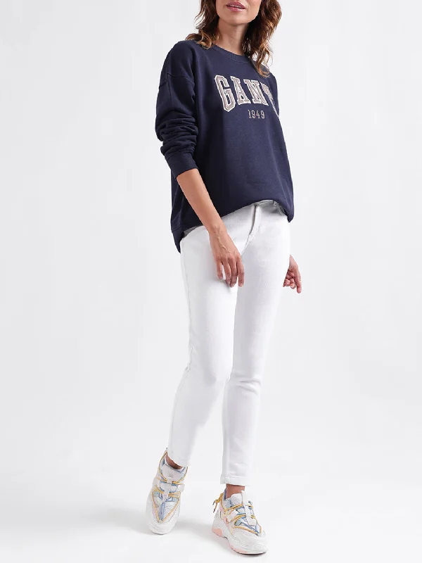 Gant Women Solid Full Sleeves Round Neck Sweatshirt