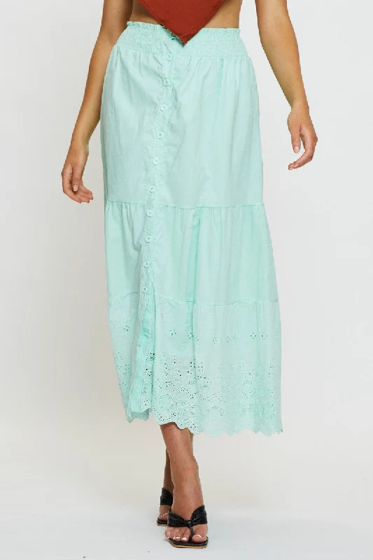 Green Maxi Skirt High Rise