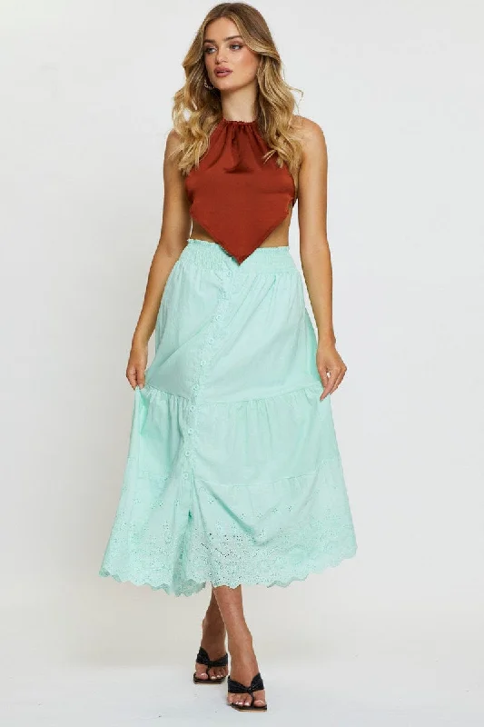 Green Maxi Skirt High Rise