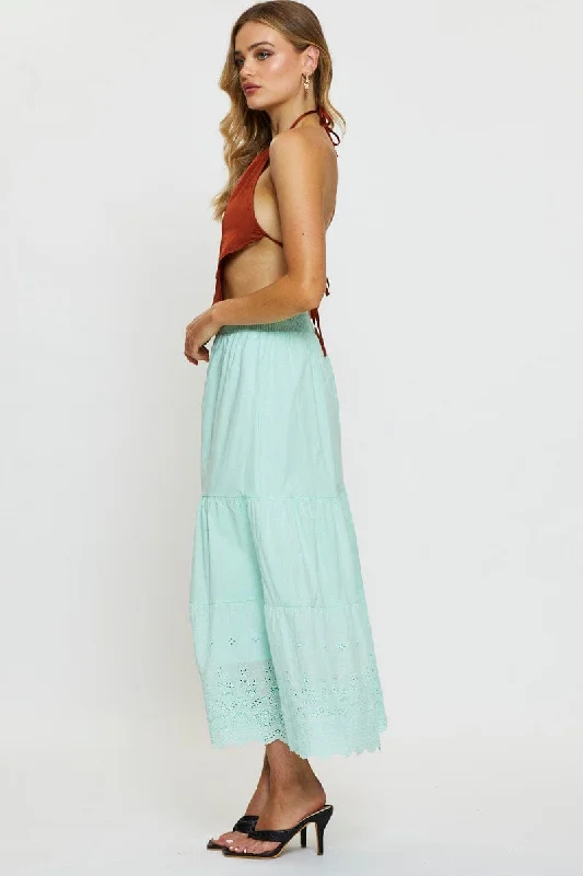 Green Maxi Skirt High Rise