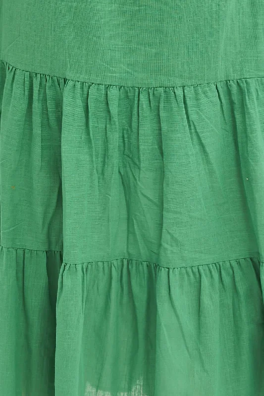 Green Midi Skirt High Rise