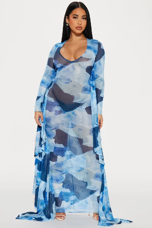 Mariposa Mesh Maxi Dress - Blue/combo