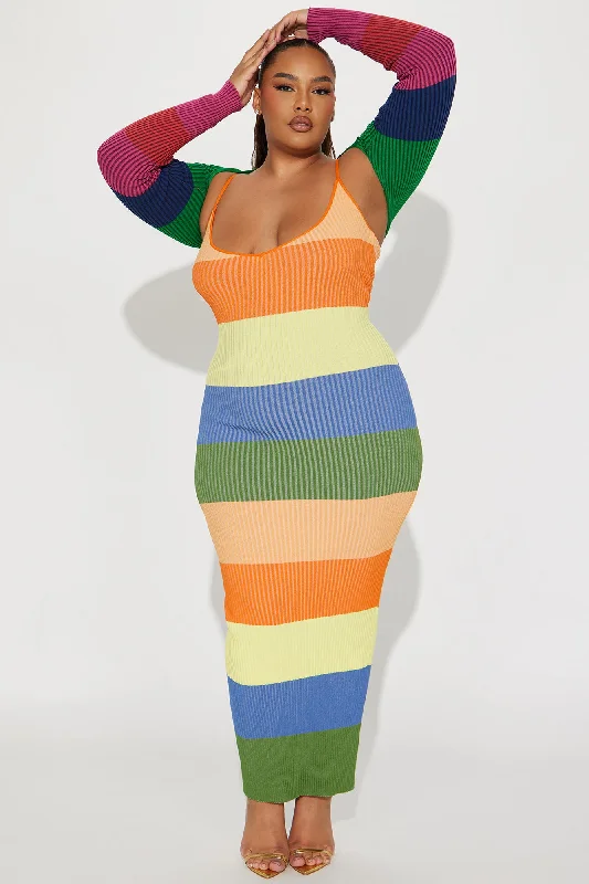 Mia Sweater Maxi Dress Set - Multi Color