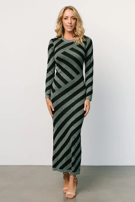 Milan Sweater Dress | Green + Black