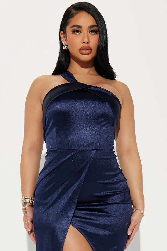 Molly High Slit Gown - Navy