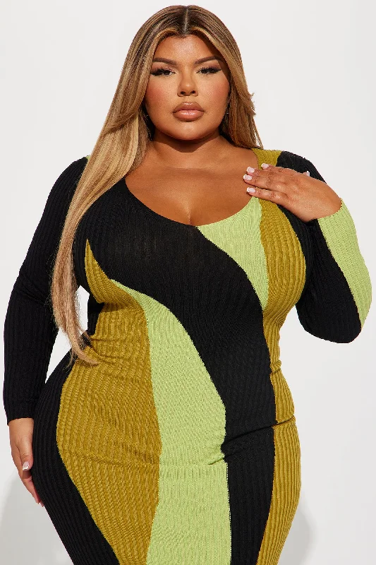 Peyton Sweater Maxi Dress - Black/Green