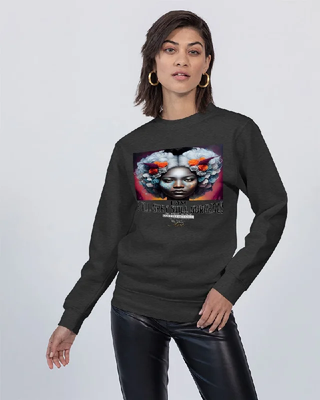 Promoting black women with silver grey hair Unisex Premium Crewneck Sweatshirt | Lane Seven