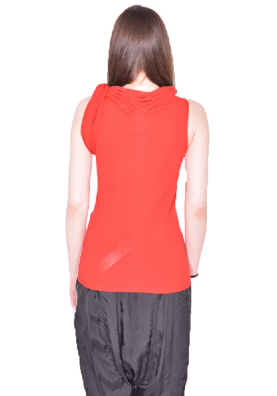 RICK OWENS WOMEN RO01D2680 VI KNITTED TWIST TOP CARDINAL RED