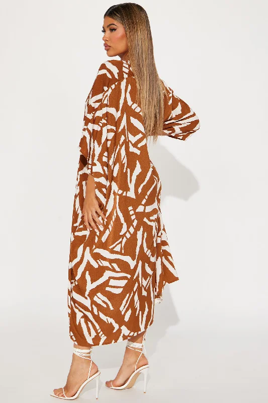 Skylar Shirt Maxi Dress - Brown Combo