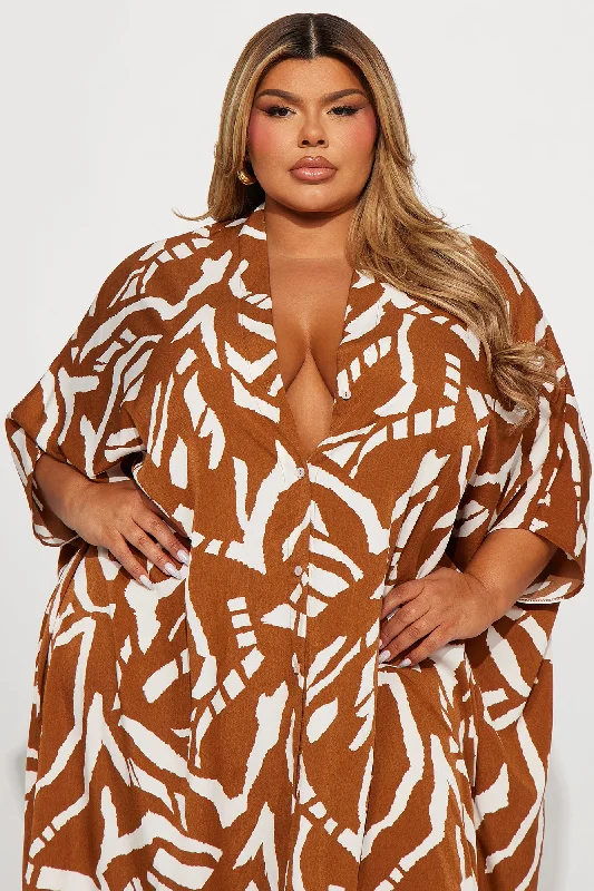 Skylar Shirt Maxi Dress - Brown Combo