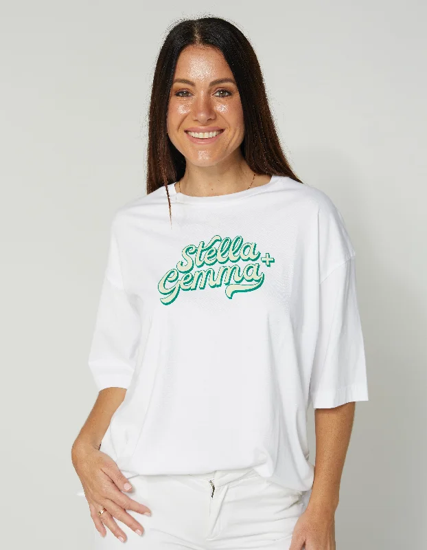 Stella + Gemma | Porter Tee | White Vintage Logo