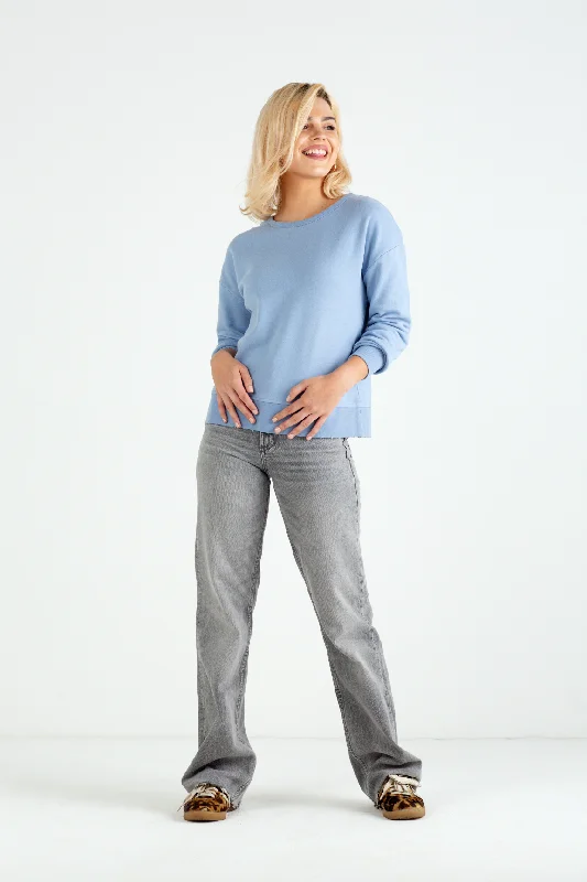 ""The Victoria"" - Bow Neck Detail Sweatshirt (Cornflower Blue)