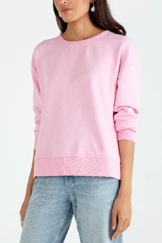 ""The Victoria"" - Bow Neck Detail Sweatshirt (Peony Pink)